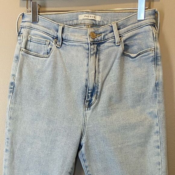 PACSUN NWOT Super Hi-Rise Jegging light wash raw hem jeans 28 - Picture 3 of 9